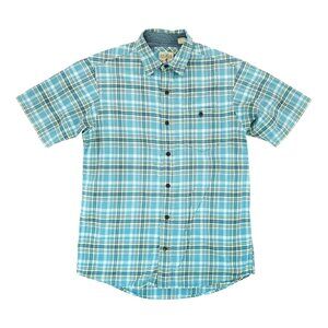 Red Head Brand Co. Men's Short Sleeve Dress Shirt Green Plaid Button‎ Up Size M